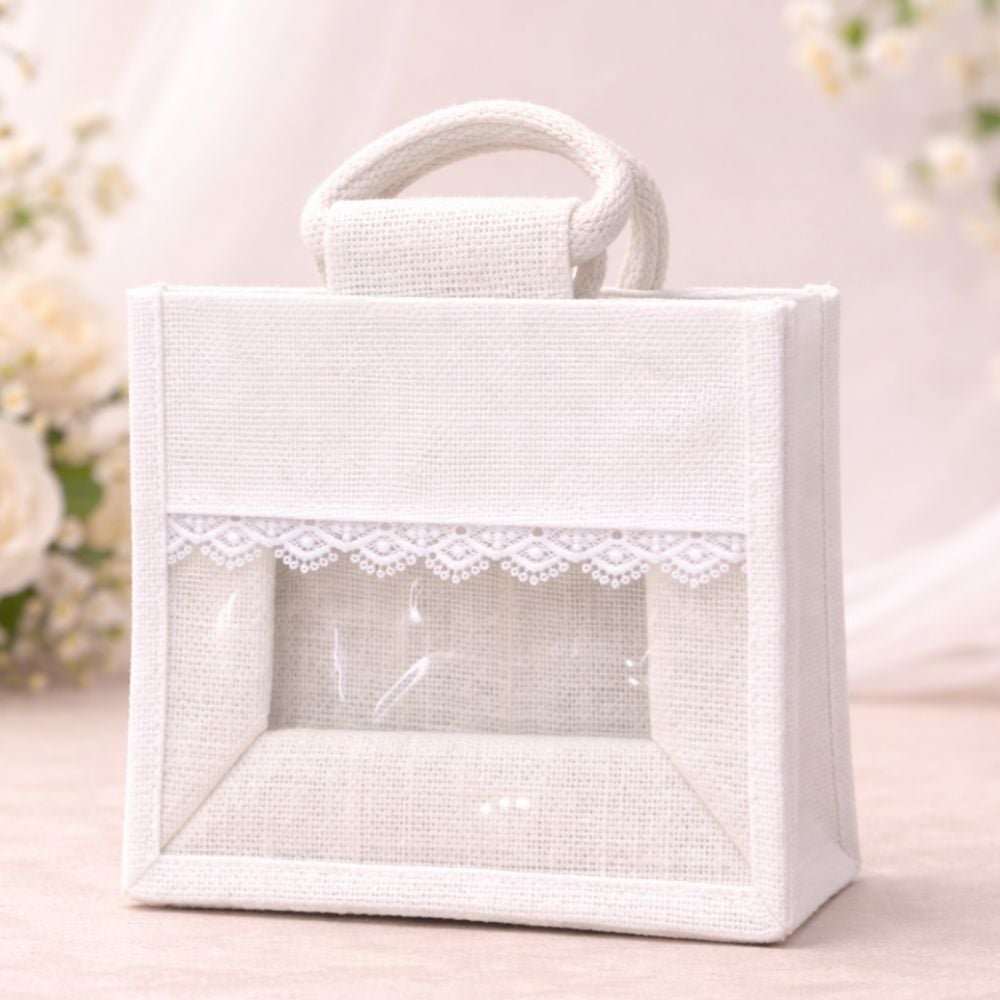 Jute Bag With Transparent Window Eco Friendly Handcrafted